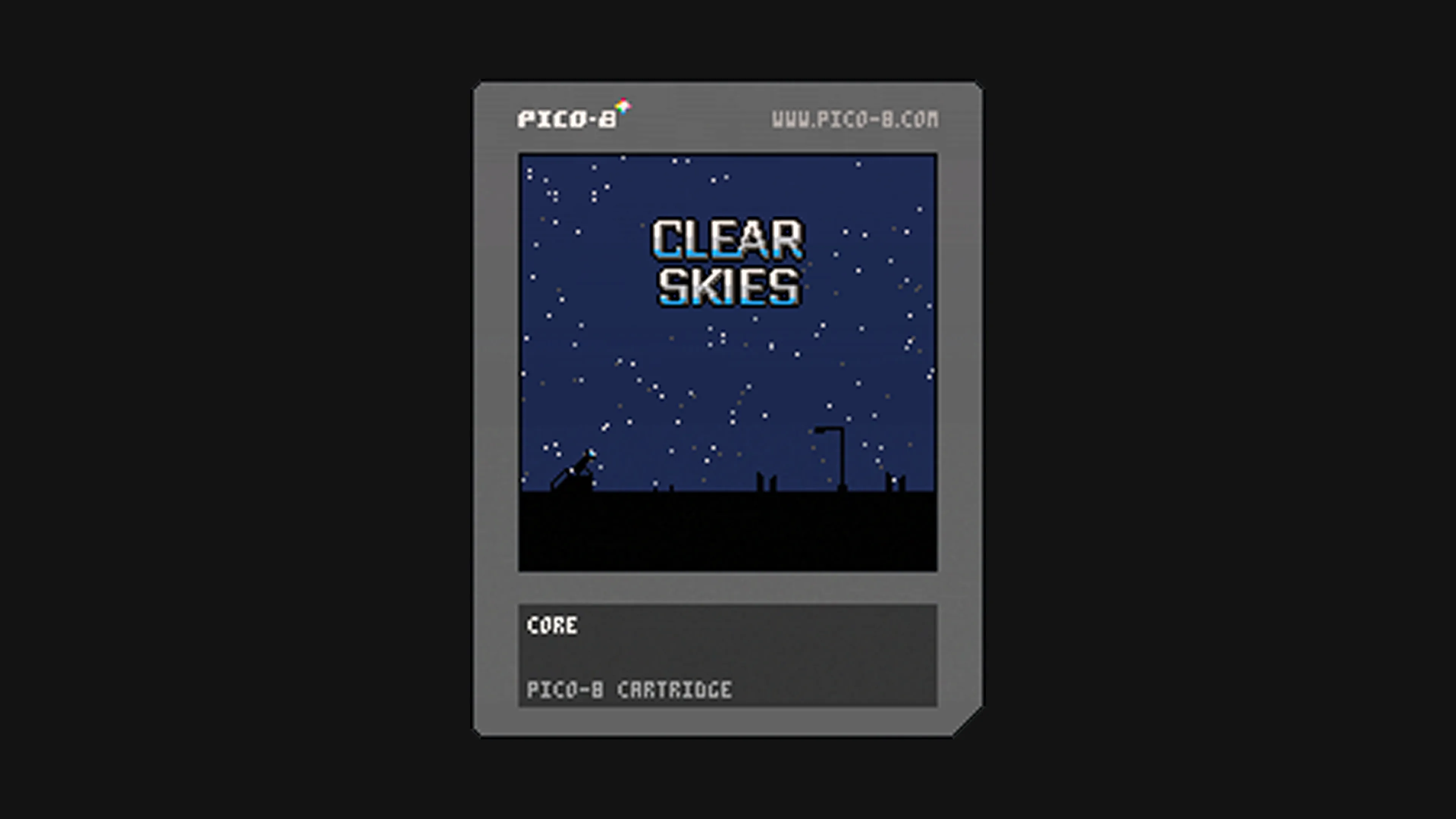 PICO-8 cartridge of the game. PICO-8 games can be shared as a PNG cartridge image.