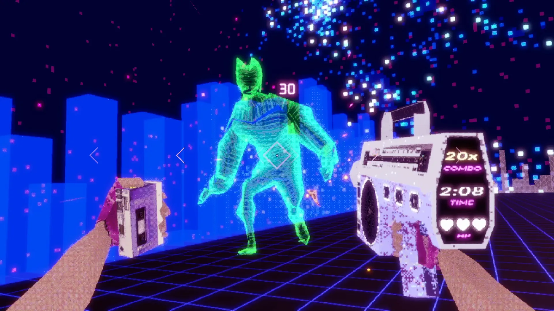 During the four songs of the game, enemies get tougher and tougher.