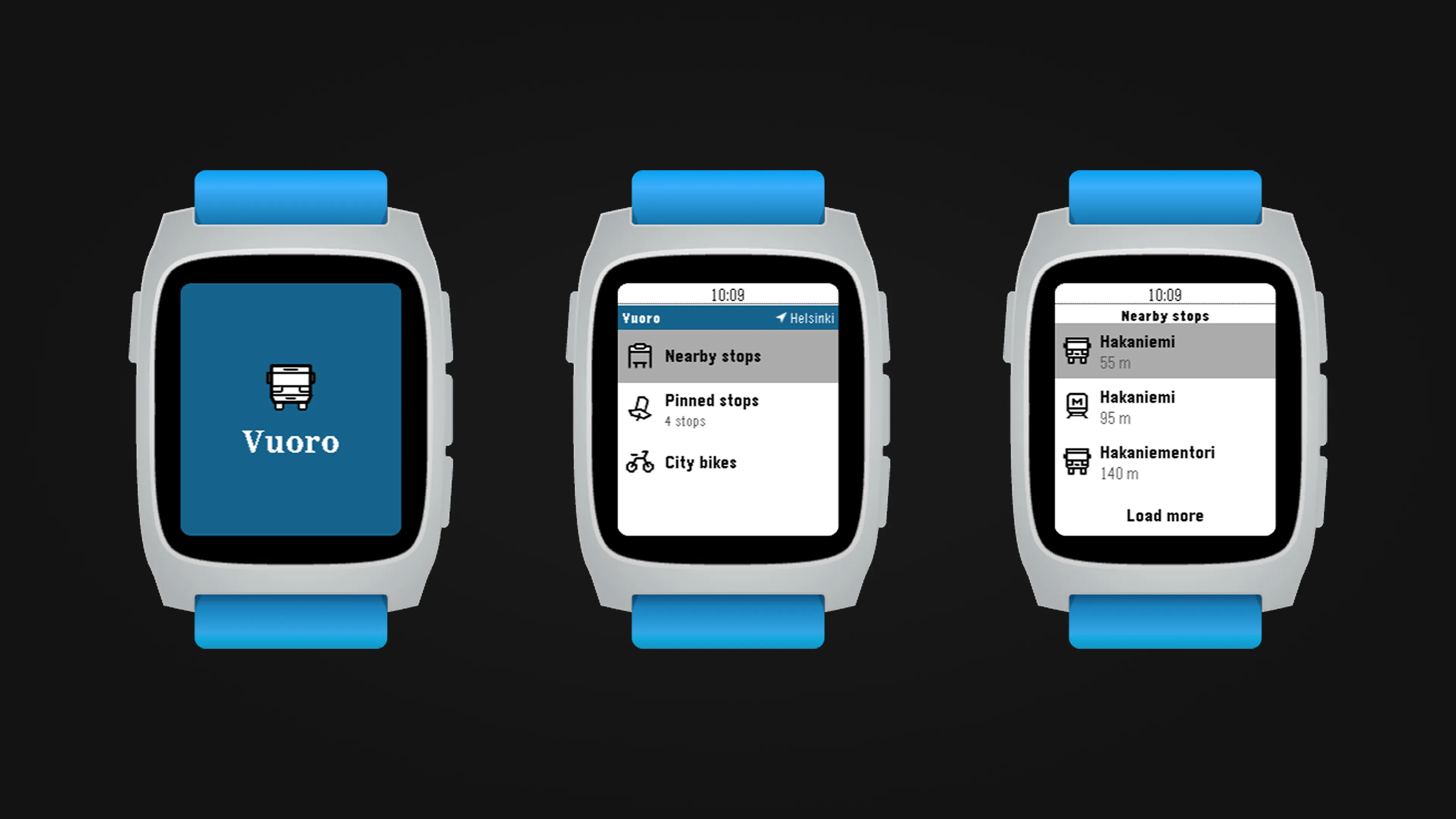 Vuoro quickly finds the user’s nearest stops using their phone’s GPS.
